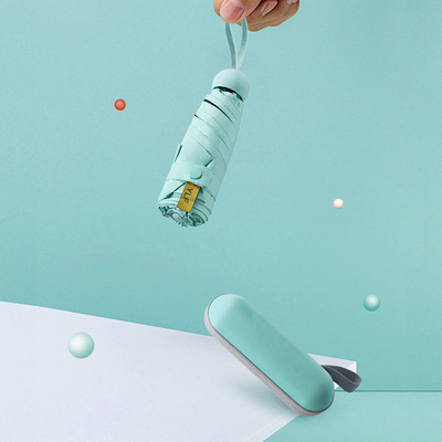 Mini Five Fold Capsule Umbrella com Proteção UV e Impressão de Logotipo