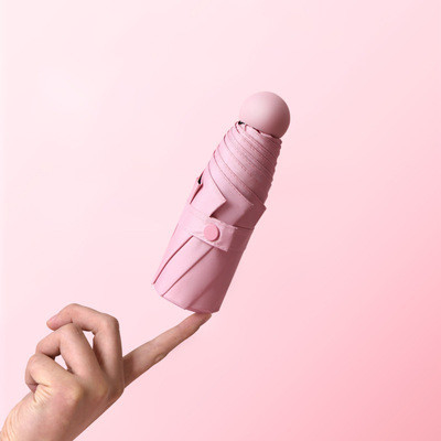 Mini Five Fold Capsule Umbrella com Proteção UV e Impressão de Logotipo