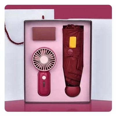 Regalo de guarda-chuva com caixa personalizada tudo em 1 função USB recarregável Mini ventilador portátil