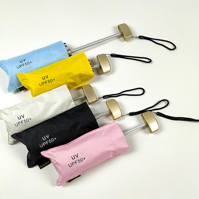 Viajar com estilo com Super Mini Pocket Anti UV guarda-chuva Gold Metal fibra de vidro costelas