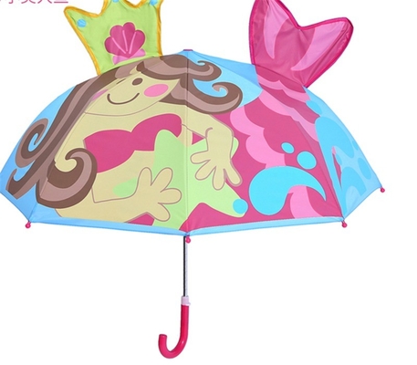 Diâmetro aberto 90cm 19 polegadas 8K 190T Pongee Kids guarda-chuva com orelhas personalizado e bonito