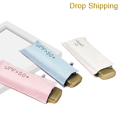 Drop Shipping Black UV Coating Pongee Mini Capsule guarda-chuva de bolso para proteção solar
