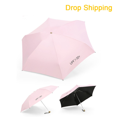 Drop Shipping Black UV Coating Pongee Mini Capsule guarda-chuva de bolso para proteção solar