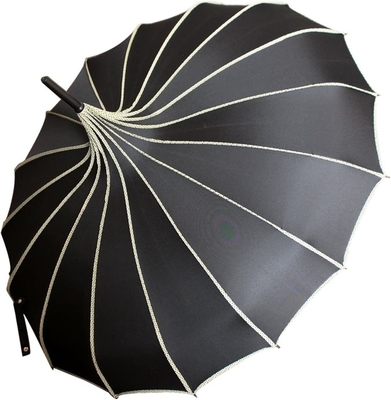 Pagoda de jardim japonês guarda-chuva vintage longo gancho alça preto e branco dupla cor