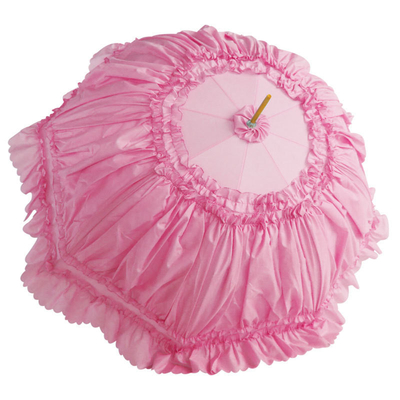 8K costelas de aço semi-automático princesa rendas guarda-chuvas para mulheres cor rosa logotipo personalizado