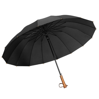 Guarda-chuva reta Retro Manopla de madeira Automática Aberta Guarda-chuva de publicidade de presente personalizada