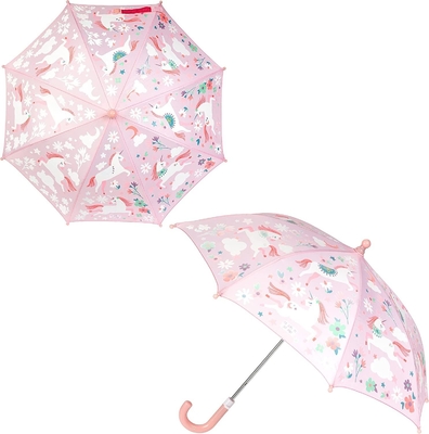 8K Gancho Manuseio guarda-chuva infantil Tecido de PVC com mudança de cor Design bonito e legal