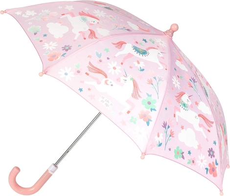8K Gancho Manuseio guarda-chuva infantil Tecido de PVC com mudança de cor Design bonito e legal