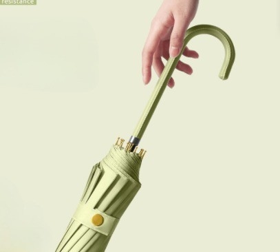 Guarda-chuva de mão longa para homens e mulheres 16k Rod recto curvado gancho automático para adultos