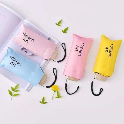 87cm Diâmetro aberto Proteção UV Mini tamanho guarda-chuva com costelas de fibra de vidro de metal dourado