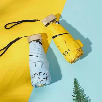 87cm Diâmetro aberto Proteção UV Mini tamanho guarda-chuva com costelas de fibra de vidro de metal dourado