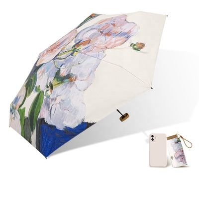 Um guarda-chuva de 19 polegadas * 6k portátil compacto de viagem com telefone revestido de ouro