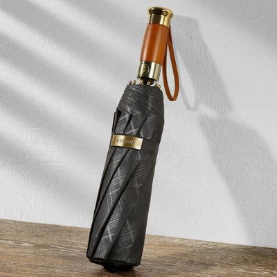 Presentes de negócios Retro guarda-chuva de alça de madeira com proteção solar e dobragem automática