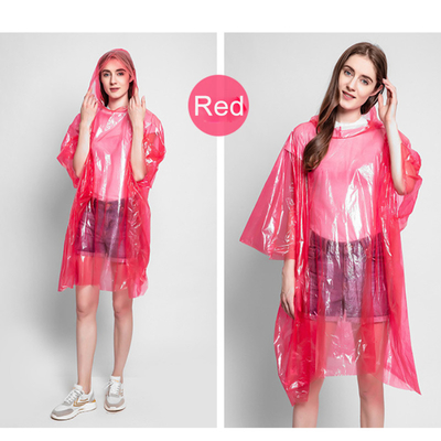 Camisa de chuva descartável à prova d'água para mulheres Adultos Transparente Colorido Plástico dobrável