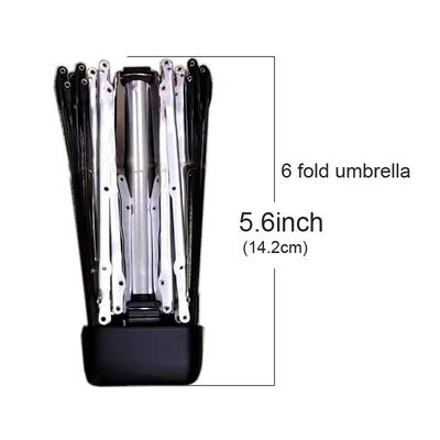5.6 polegadas de comprimento Custom Black Coating Panel guarda-chuva 6 dobrado logotipo de impressão personalizado