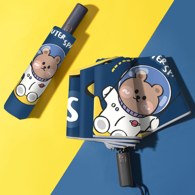 Astronauta desenho animado guarda-chuva automática infantil para escola primária e jardim de infância