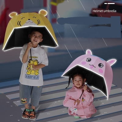 67cm Diâmetro Cartoon capacete guarda-chuva Manual Desenho Aberto Cute para meninas UV e resistente ao vento