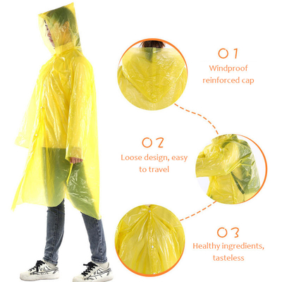 Adultos Glam Design estilo impermeável transparente longa poncho descartável