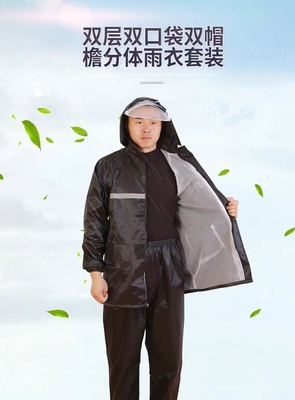Manteiga de chuva de revestimento de PVC de poliéster de nylon para homens, azul e preto, personalizada para motociclismo