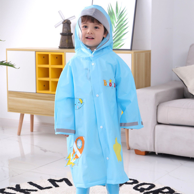 Outdoor RAINWEAR Cartoon Impressed Kids Jaqueta de chuva com riscas reflexivas Pacote de chuva de menina
