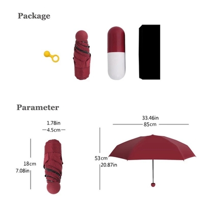 Capsula de Proteção UV de cinco dobras Bolso Super Pequeno Guarda-chuva com Impressão Full Plate