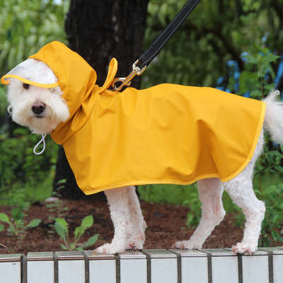 Poncho estilo impermeável reflectivo casaco de chuva de cão com abertura de arnês e bolso de saco de cocô