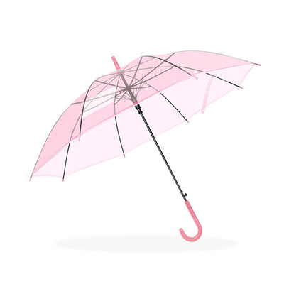 Simples e elegante guarda-chuva transparente para estudantes de PVC quadro de fibra de vidro