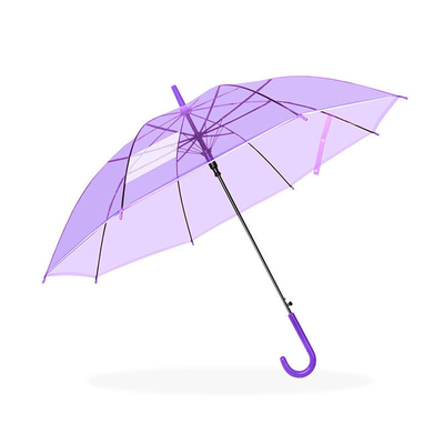 Simples e elegante guarda-chuva transparente para estudantes de PVC quadro de fibra de vidro