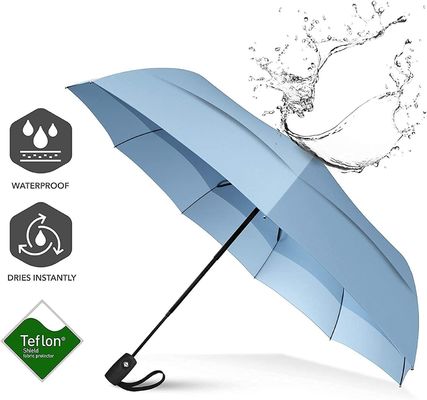UV preto revestido 190T Pongee Double Canopy guarda-chuva de viagem para proteção contra chuva e vento