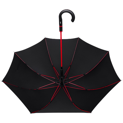 Um guarda-chuva de golfe de fibra de vidro vermelho de luxo personalizado com design reto e material Pongee