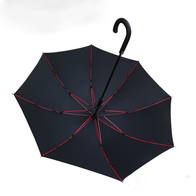 Um guarda-chuva de golfe de fibra de vidro vermelho de luxo personalizado com design reto e material Pongee