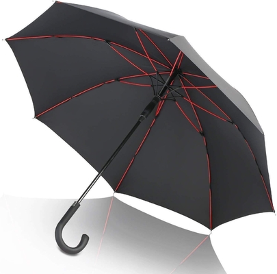 Um guarda-chuva de golfe de fibra de vidro vermelho de luxo personalizado com design reto e material Pongee