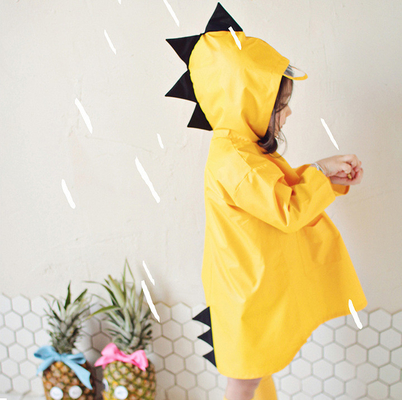 Camisa de chuva transparente para crianças dinossauros do jardim de infância e do 1o ao 3o ano