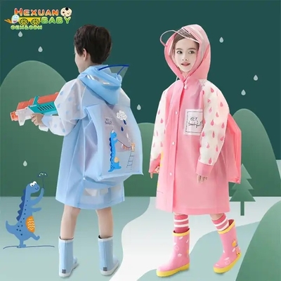 Proteja os seus filhos da chuva Ponchos de chuva reutilizáveis com capuz e mangas