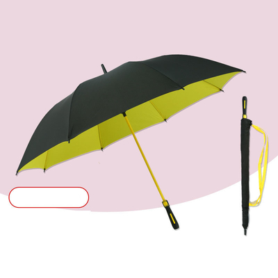 Um guarda-chuva de 30 polegadas de fibra recta dupla de golfe com controle semiautomático e alça de cor