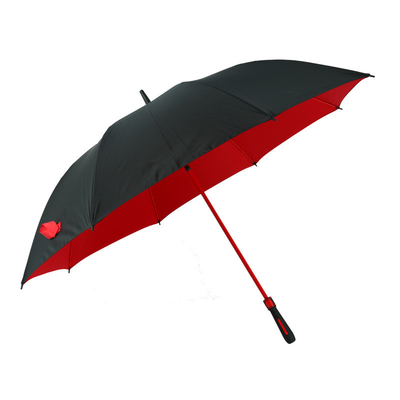 Um guarda-chuva de 30 polegadas de fibra recta dupla de golfe com controle semiautomático e alça de cor