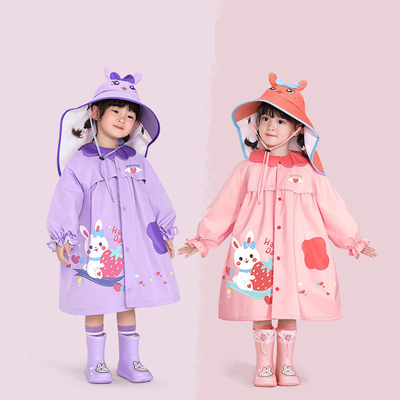 Taffeta de poliéster Verniz de chuva infantil Impressão de desenhos animados para aventuras ao ar livre das meninas