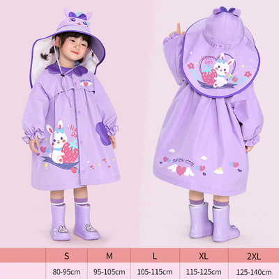 Taffeta de poliéster Verniz de chuva infantil Impressão de desenhos animados para aventuras ao ar livre das meninas