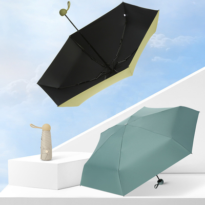 Um guarda-chuva de cinco dobras Creme solar feminino portátil Um guarda-chuva transparente Um guarda-chuva de cápsula de sol de vinil