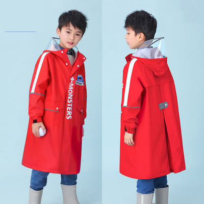 2023 Verniz de chuva infantil Escola primária de meninos Roupas impermeáveis com saco e poncho