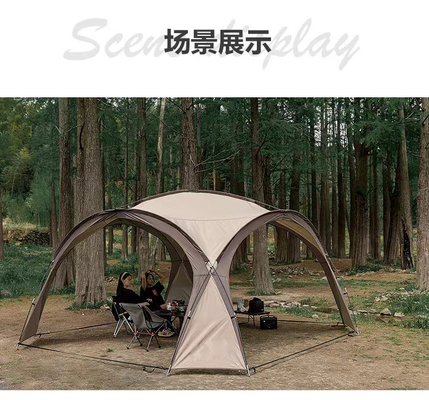 Tenda de acampamento familiar de luxo à vista impermeável com tamanho extra grande e chaminé de cinto