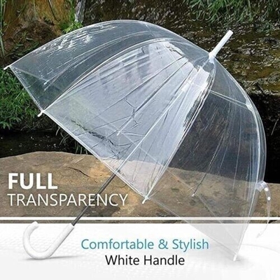 Ribas metálicas guarda-chuva transparente com design Apollo e impressão de logotipo personalizado