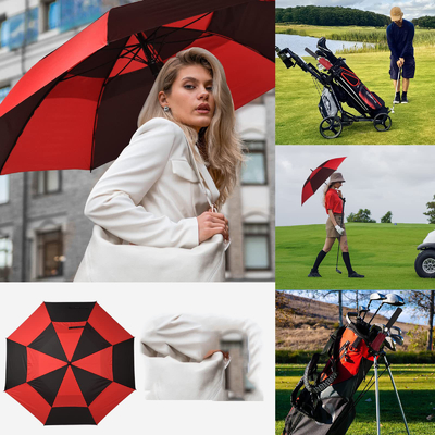 Logotipo personalizado 8-Bone Automático Dupla Camada Golf Homem guarda-chuva para dias de tempestade