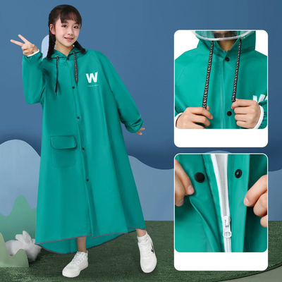 Viagem Escolar Rainwear Poncho de fecho de borda grande com faixa refletora e design à prova d'água