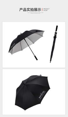 Regalo personalizado guarda-chuva de cola de prata reta com semi-automático aberto e aberto Diâmetro 90cm