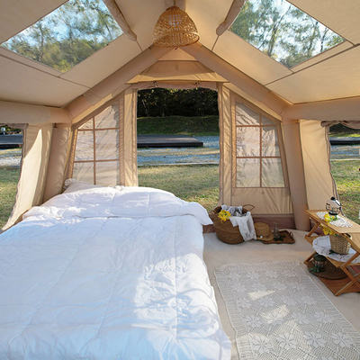 Large Canvas Glamping Cabin Tent Awnings e Suit Incluído para Spacious Outdoor Living