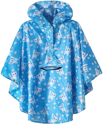 Manteiga de chuva de poliéster Cartoon Meninos e meninas bonitos Excursão escolar Roupas de chuva com saco Bit Poncho