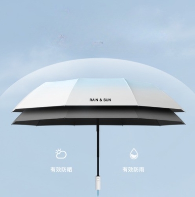 Um guarda-chuva totalmente automático 8k Sol e chuva Duplo protetor solar de vinil Um guarda-chuva grande