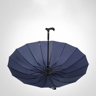 Logotipo personalizado preto guarda-chuva de muleta automática guarda-chuva reta com costelas de fibra de vidro