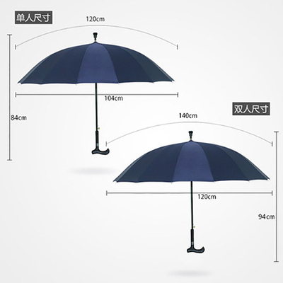 Logotipo personalizado preto guarda-chuva de muleta automática guarda-chuva reta com costelas de fibra de vidro